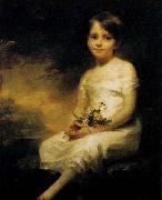 RAEBURN, Sir Henry Young Girl Holding Flowers oil painting on canvas